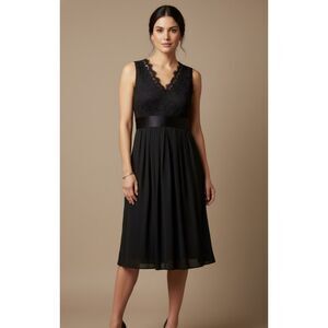 Banana Republic Black Blace Lace Pleated Dress Size 6 NWT